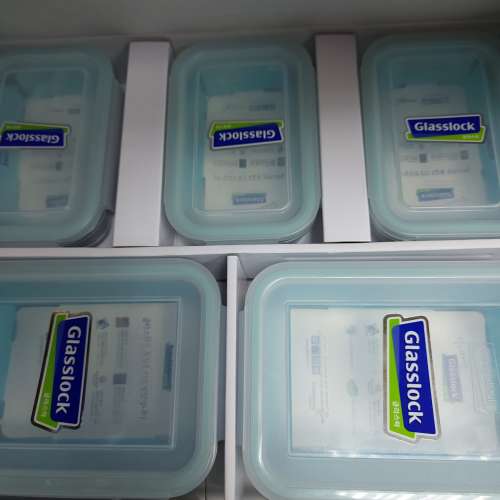 消費券大優惠! 全新 韓國進口Glasslock 鋼化玻璃保鮮盒連蓋五件套裝 食物盒 密封盒