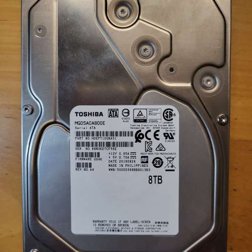 Toshiba 東芝 Enterprise 8TB HDD (MG05ACA800E)