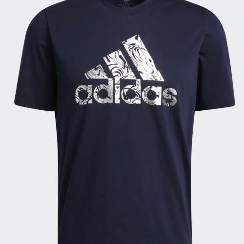 全新 Adidas Logo Tee T shirts Navy 藍色 銀字 中碼