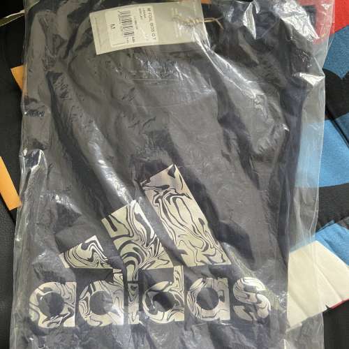 全新 Adidas Logo Tee T shirts Navy 藍色 銀字 中碼