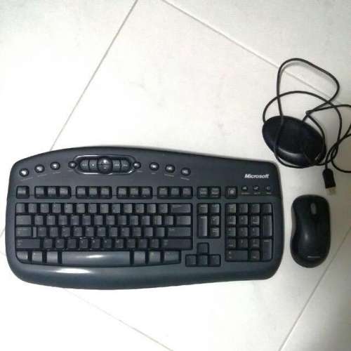 新淨全正常 Microsoft Wireless Optical Desktop 1014 1000 keyboard mouse combo ...