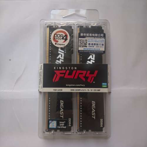 已開未用過，買錯3200 Kingston Fury DDR 4 3200 16GB Kit (2x8GB) (KF432C16BBK2/16)