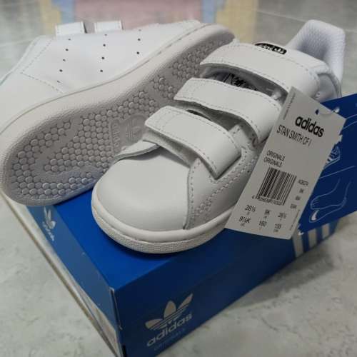 全新 Adidas Stan Smith (銀色尾) 幼童鞋