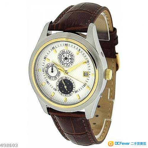 多功能機械自動.金/鋼皮帶腕錶,