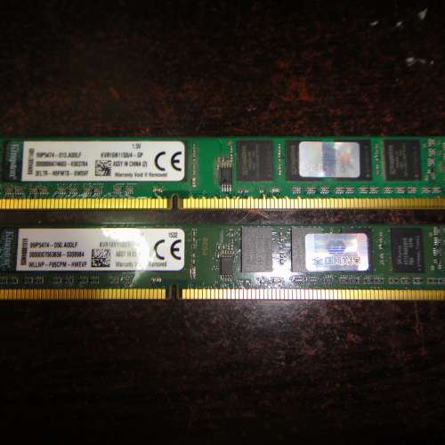 Kingston DDR3 1600 4Gx2 共8GB Ram 桌上型