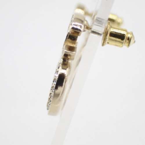 23b雙C愛心鏤空石耳環（金色）