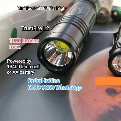 Trustfire L2 Super Bright Mini Flashlight 🔦 迷你電筒1千流明. 配AA battery或1...