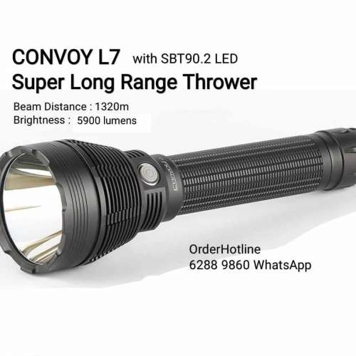 Convoy 大功率特遠射程手電筒。配2枚26650鋰電池&,USB充電座。Extra Long Range Th...