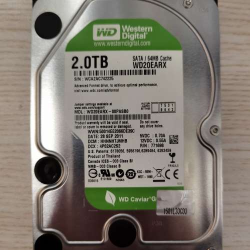 WD 2TB Hard disk , SATA , 3.5" , 7200rpm