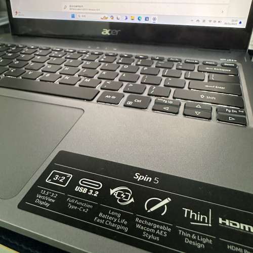 Acer Spin 5 R7-5800U , 16GB Ram , 512GB NVMe M.2 SSD