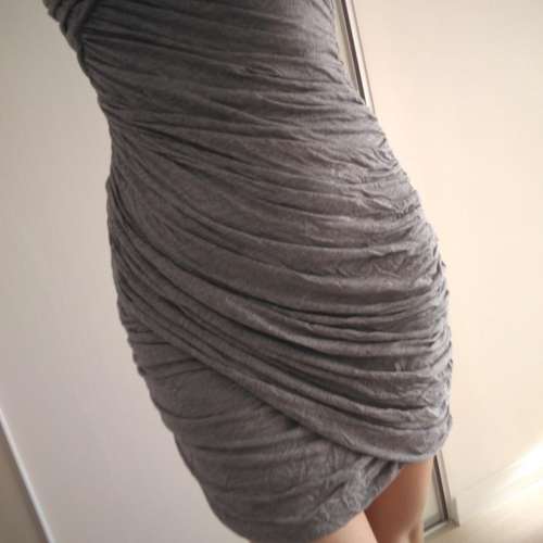 BCBGMaxAzria modal mid sleeve ruched dress M