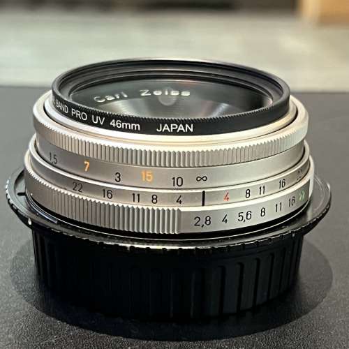 Contax Carl Zeiss Tessar 45mm f2.8 T* 100 Jahre C/Y mount with EOS adapter