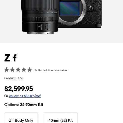 Nikon Z 24-70mm f4 S 全新 (from Zf kit set)