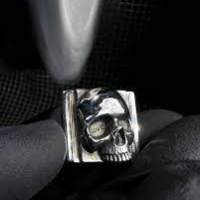 Jay Tsujimura "Skull" Handcrafted sterling silver 925 hot shoe cover (Leica)