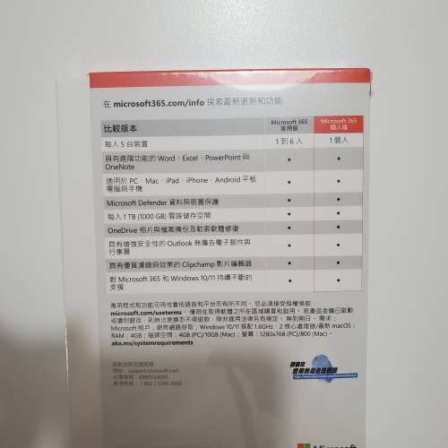Microsoft office 365 (個人一年訂閱計劃)