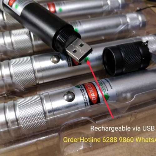 全新 高能見度 遠程 鐳射 觀星筆（綠激光）內置鋰電池, USB直接充電。New Laser Po...