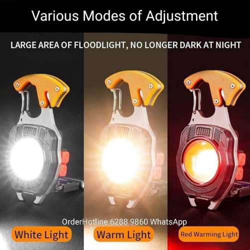 超亮鎖匙扣隨身燈800流明. 白/黃/紅光+警告燈號任選 USB-C直接充電 可點煙及具備多...