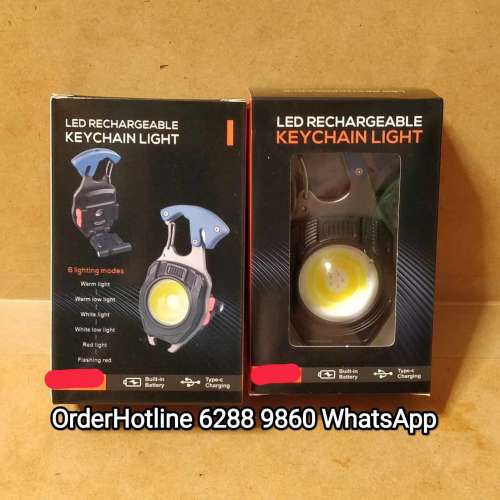 超亮鎖匙扣隨身燈800流明. 白/黃/紅光+警告燈號任選 USB-C直接充電 可點煙及具備多...