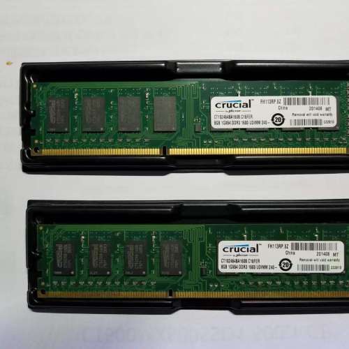 2 PCS OF CRUCIAL  DDR3 8GB (TOTAL16GB)  1.5V1600MHz RAM  KIT