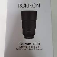 未開全新 Rokinon / Samyang AF 135mm F1.8 FE lens for Sony E FF, A7, A7R, A7C,...
