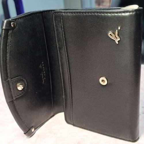 agnis b 黑色真皮女裝銀包