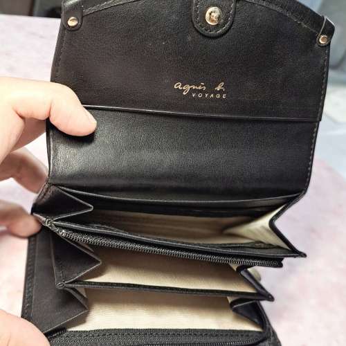 agnis b 黑色真皮女裝銀包