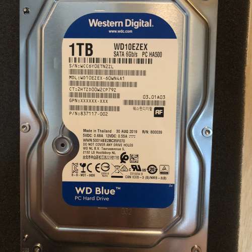 (3.5 1TB HDD) WDC WD10EZEX (HP 枱機拆出 只用了約300小時)
