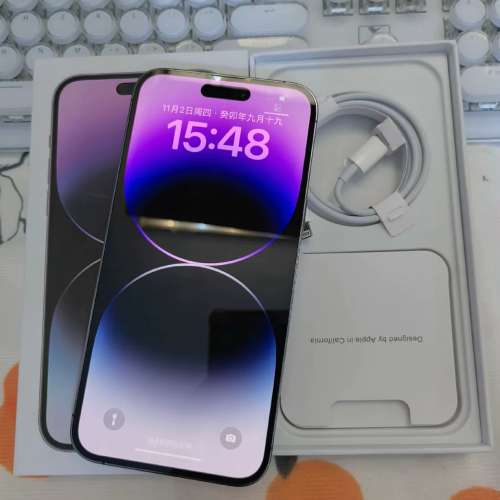 100%NewiPhone14 Pro Max 256GB紫色香港行 貨 Apple保養至2024年 7月28日 全套有盒...