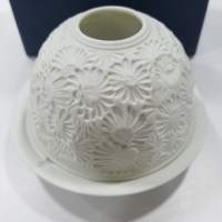 雛菊花圖案白色陶瓷小蠟燭燭台