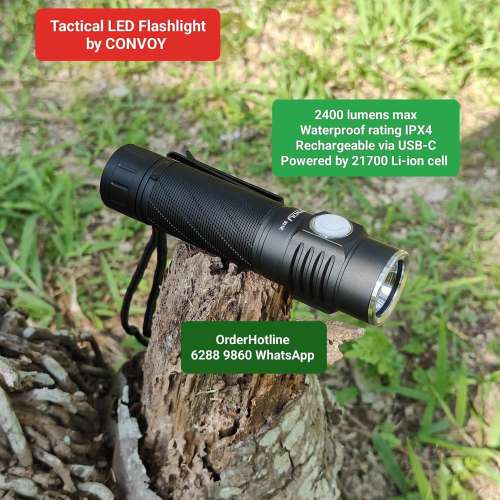 戰術強光小電筒2400流明。5000mAh。USB-C直接充電。Convoy Flashlight 🔦 Torch