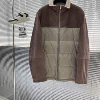 男士羔毛领皮羽绒服外套