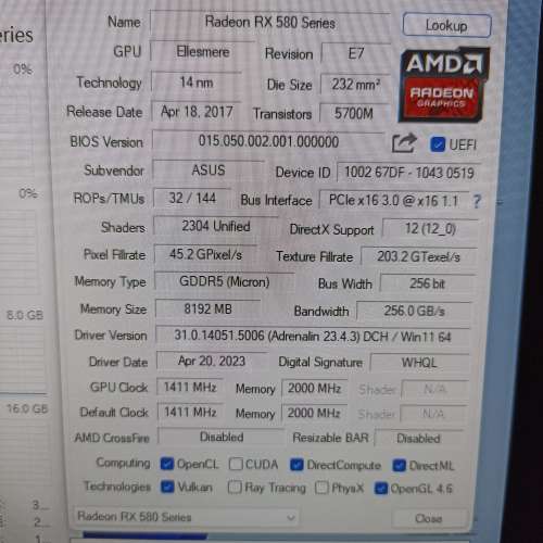 ASUS ROG RX580 8GB 3風把版本