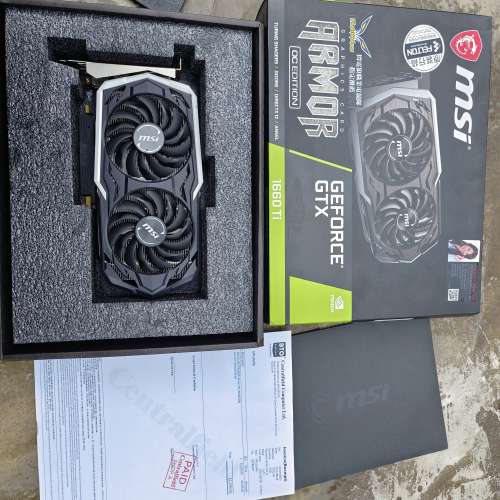 幾乎全新msi armor GTX1660ti 6G 行貨保到24年9月 有盒有單齊配件幾乎全新