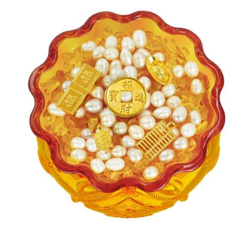 招財五寶黃晶聚寶盆【招財、補庫、旺投資】