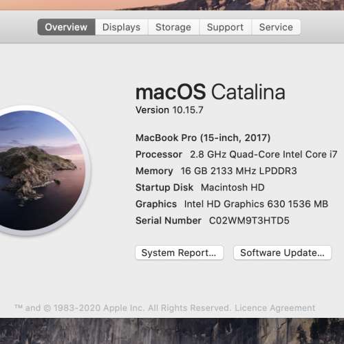 Macbook Pro 15-inch 2017 256G