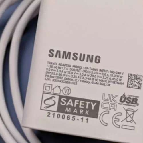 Samsung 全新原裝正貨 S22 65W EP-TA865 極級充電火牛連5A Type-C 數據線 每套(不是...