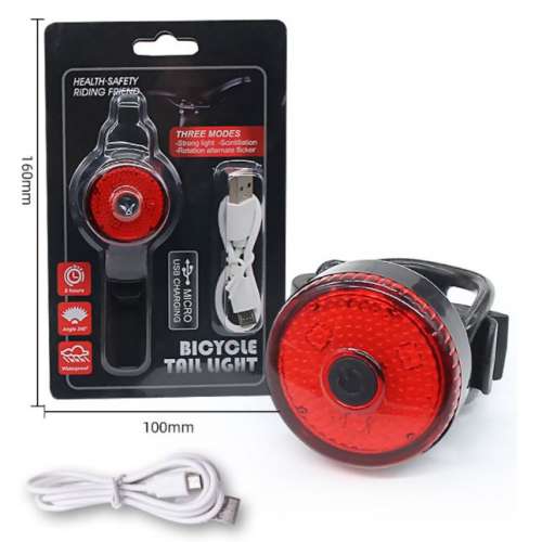 全新 USB Led Bike Tail light 充電式 紅色 圓形 單車燈 車尾燈