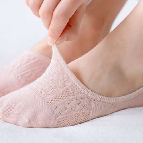 全新 米色 棉質 船襪 短襪