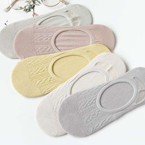 全新 米色 棉質 船襪 短襪