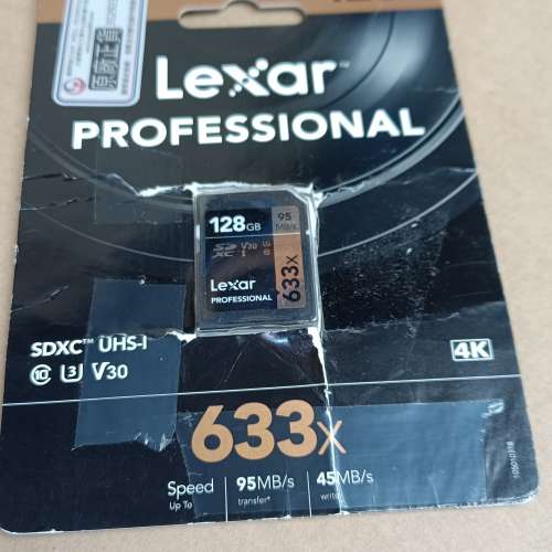 Lexar Professional 633x V30 U3 C10 UHS-I SDXC 記憶卡 128GB [R:95 W:45]