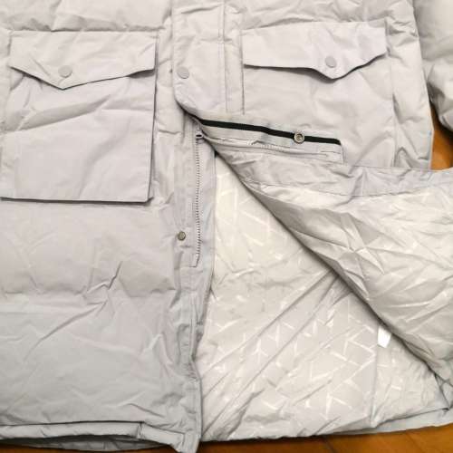 Decathlon Men's Down Jacket, Size L, Detachable Hood, Chest 124cm, Length 117cm