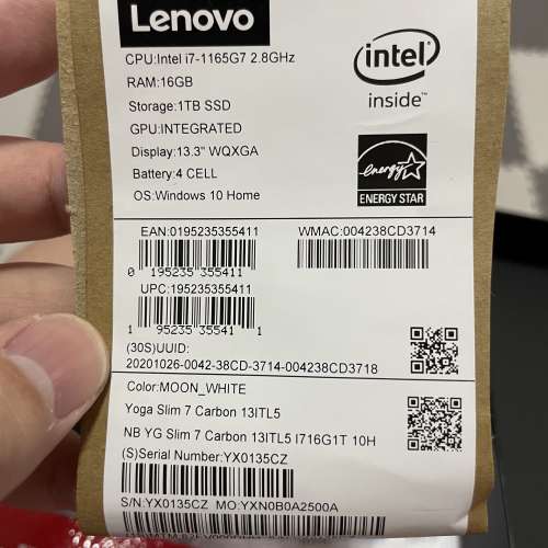 Lenovo yoga slim carbon i7 90%新