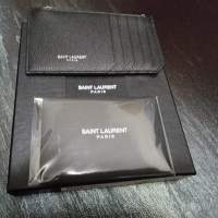YSL FRAGMENTS ZIPPED CARD CASE IN SHINY LEATHER