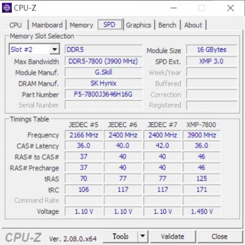 G.Skill F5-7800J3646H16GX2-TZ5RK DDR5 7800 C36 32GB
