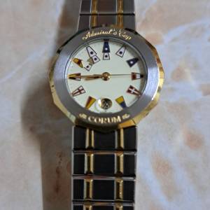 corum 崑崙海軍上將杯女士石英 18K 金 鋼（象牙色）錶盤手錶石英39.610.21 V-052