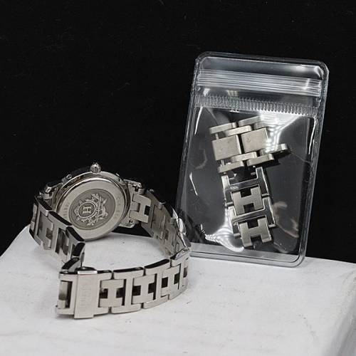 HERMES愛瑪士舊款石英玫瑰金錶盤女士手錶 CL4.210