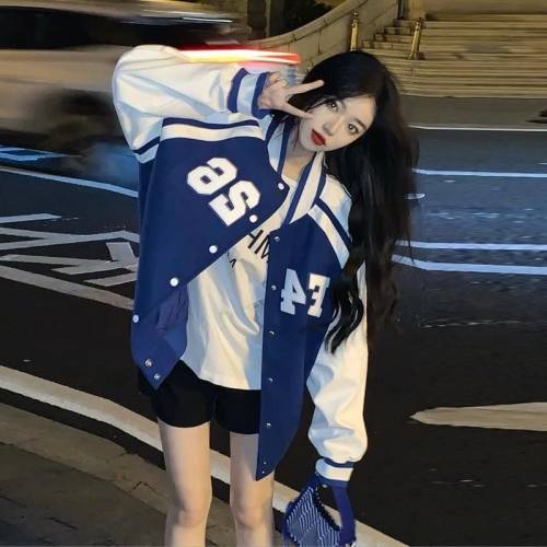 預訂6-8日 棒球服外套女秋冬新款韓版寬松衛衣百搭休閒學生上衣夾克國潮