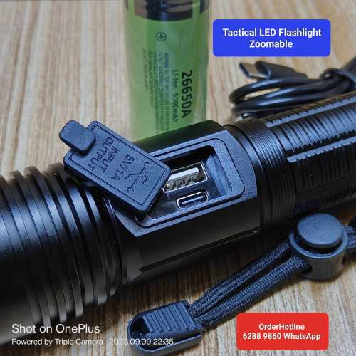 Power Bank Flashlight. 1100 lumens. 5000 mAh Li-ion cell. 可變焦距強光電筒，附...