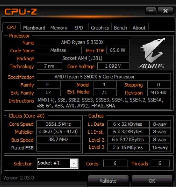 Ryzen 5 3500x cpu z outlet