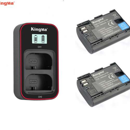 KINGMA Canon LP-E6 Info-Lithium Battery With Charger  代用鋰電池連充電機 (7.4...